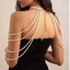 Collar Shoulder Body Chain Imitation Pearl Sweater Long Chain Big Necklaces Shawl  Women Sexy