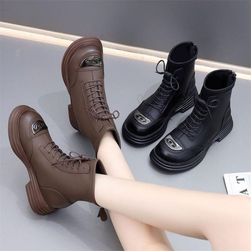 Fashion Ankle Boots for Women Punk Style Chunky Woman Short Shoes Combat Brown Platform Booties New Rock on Offer in Boot Footwear Y2k