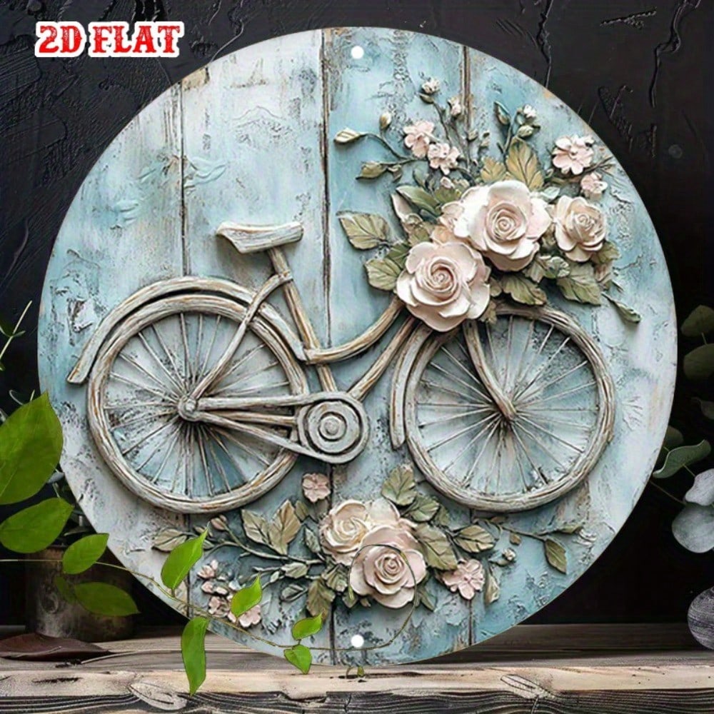 

Vintage Shabby Chic Bicycle Roses Metal Tin Sign Wall Decor 20x20 різнокольоровий