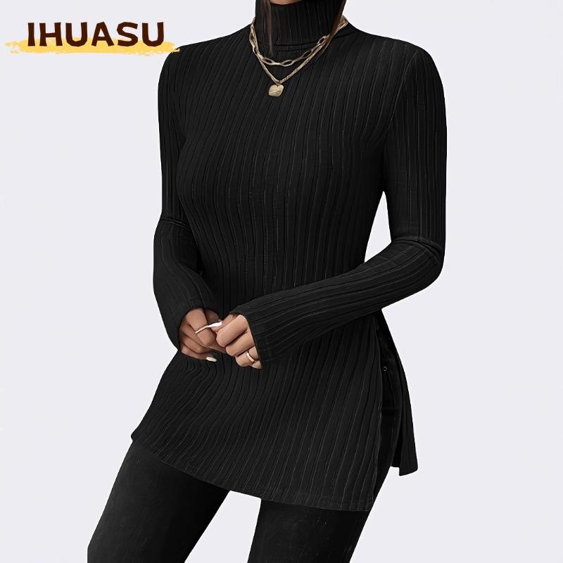 IHUASU Women's Fashion Casual Solid Color Print Long Sleeve Blouses & Shirts Unique design
