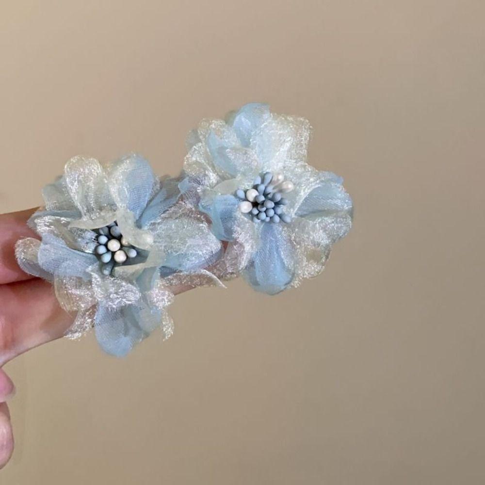 Korean Style Mesh Earrings Fresh Mesh Stud Earrings New Three-dimensional Flower Stud Earrings