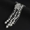 Pearl Flower Brooch Exaggerated Tassel Pin Multilayer Pants Chain Charm Lapel Pin Jewelry Decoration Accessories Gifts