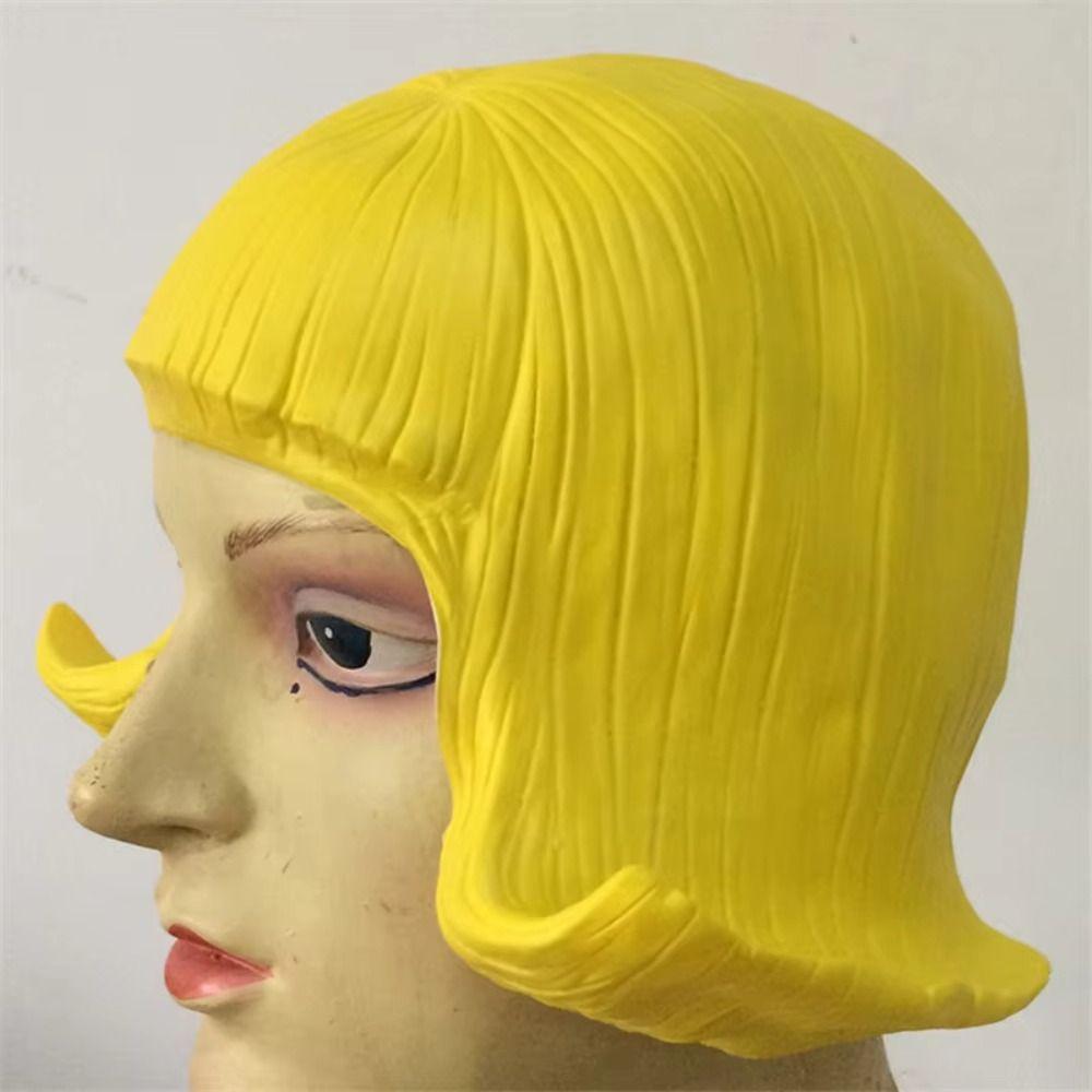Comfortable To Wear Latex Mask Realistic Rubber Colorful Hair Hats Funny Overhead Masks  Masquerade
