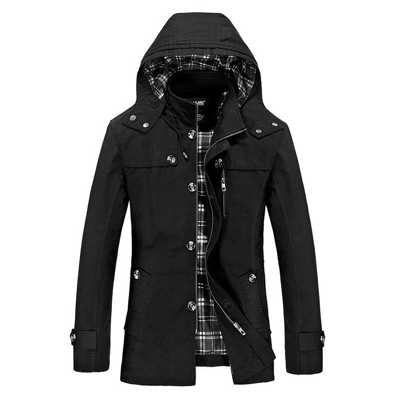 New Autumn and Winter Men's Jacket Pure Cotton Washed Mid-length Large Size Casual Windbreaker Jacket
