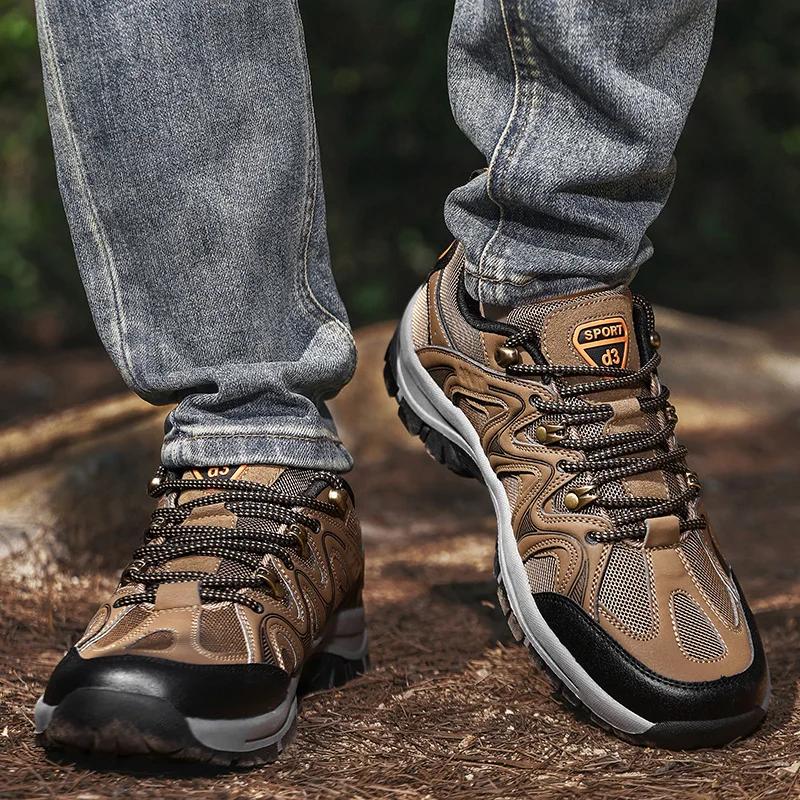 Fashion Outdoor Hiking Shoes Men's Waterproof, Anti Slip, Wear-resistant Hiking Shoes Breathable and Shock-absorbing Sports Shoes Sales