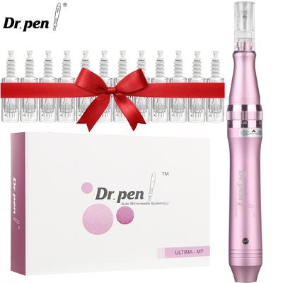 Dr.Pen M7W dobíjecí mikrojehličkové pero Odstranění jizev po akné proti vráskám Derma Roller Micro Needle MTS Beauty Péče o pleť s 12ks jehel v kazetách