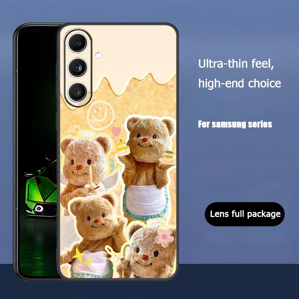 Brand B-Butter Bear Cartoon Phone Case For Samsung Galaxy S26 S25 S24 S23 S22 S21 Plus Ultra Note20 Soft Black