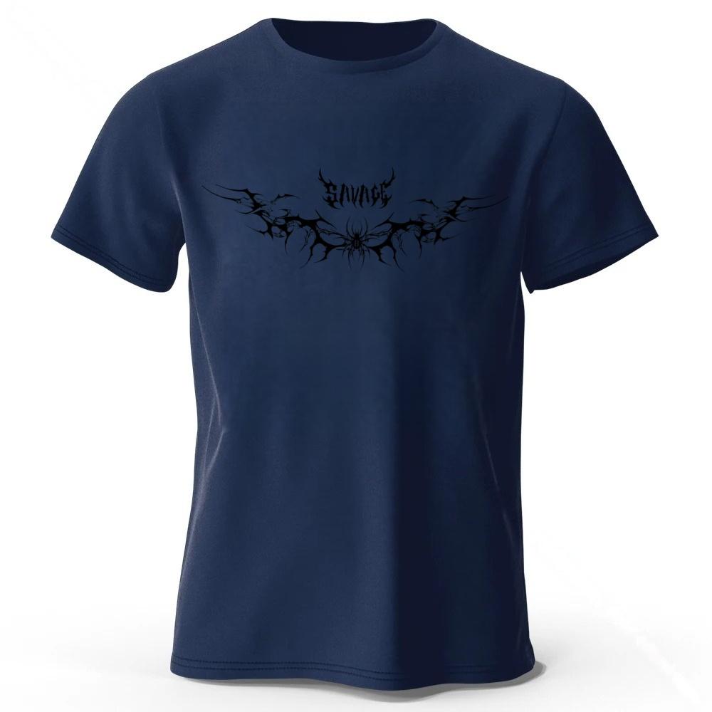 New Dark Gothic Style Pure Cotton Short Sleeved Mens Loose Oversized Sports Tshirt Soft Comfortable for Street Fashion Wear
