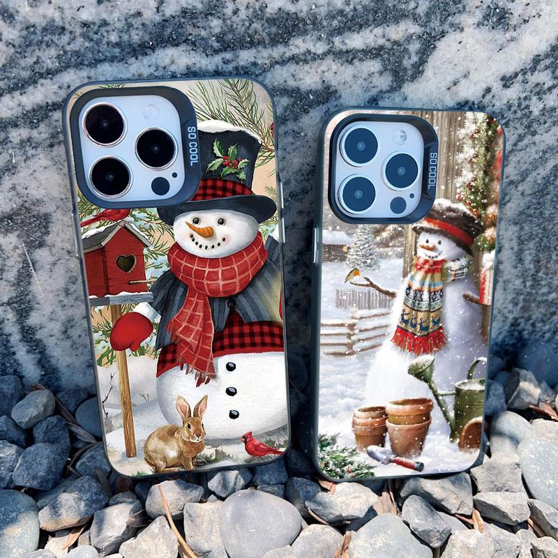 Christmas Snow Tree Phone Case For iPhone 16 Pro Max 15 14 13 12 11 Pro Max 13 Mini 15 14 Plus Shockproof Laser Back Cover Funda