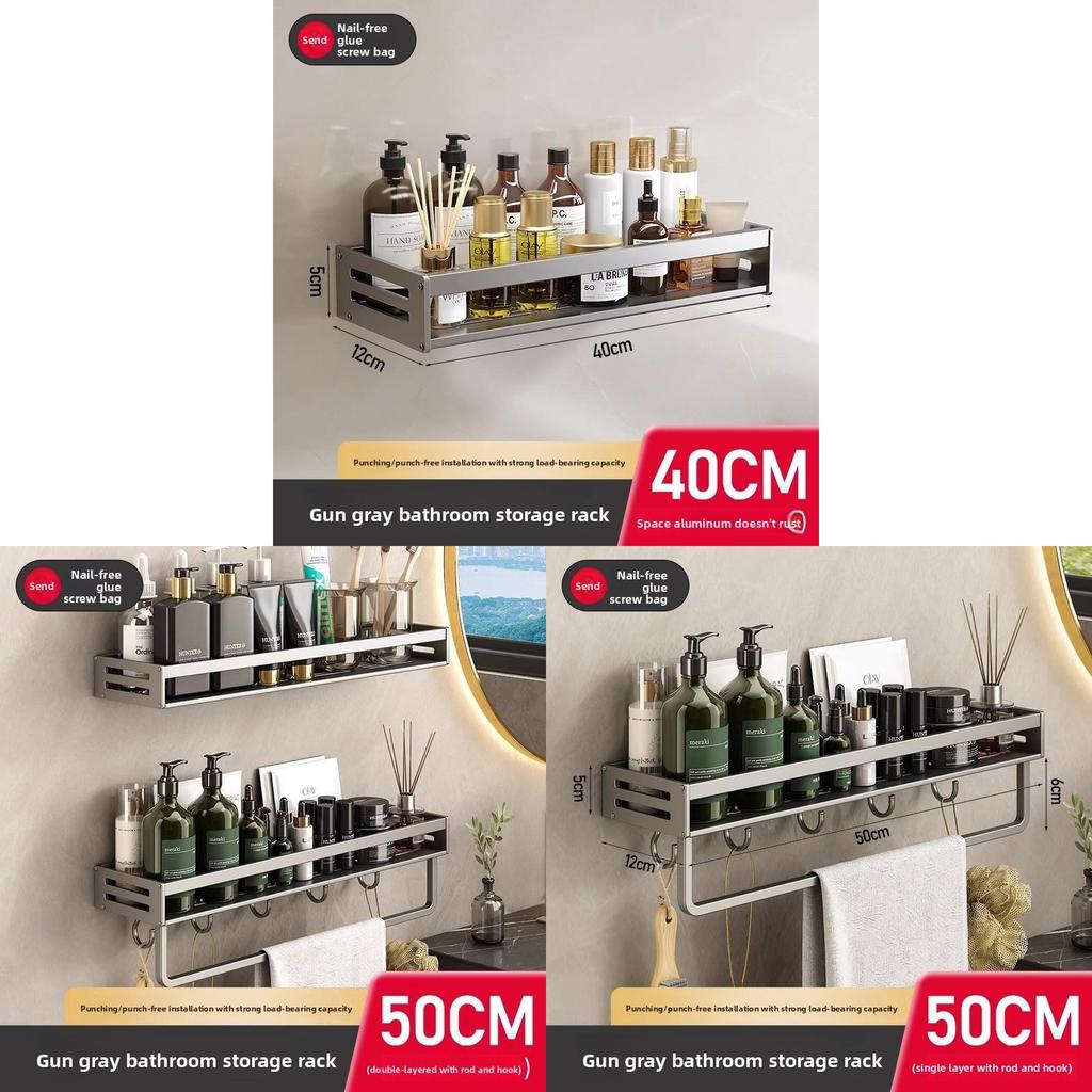 Mensola Moderna Minimalista per Bagno con Staffa a Muro in Lega di Alluminio Rimovibile per Stoccaggio in Doccia