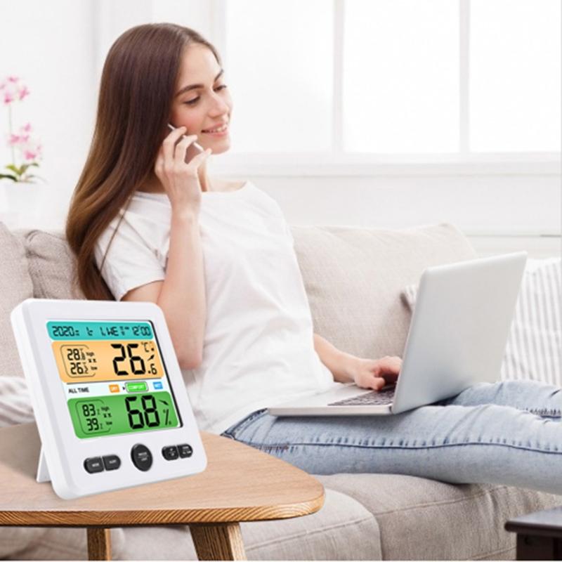 High Precision Temperature Humidity Meter Color Display Weather Thermometer Alarm Clock Desktop Decorations for House
