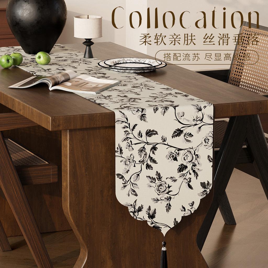 French Retro Table Flag Light Luxury High-End Dining Table Flag Cloth Tea Table Tablecloth Long Cotton And Linen Tv Cabinet Bucket Cabinet Cover Cloth