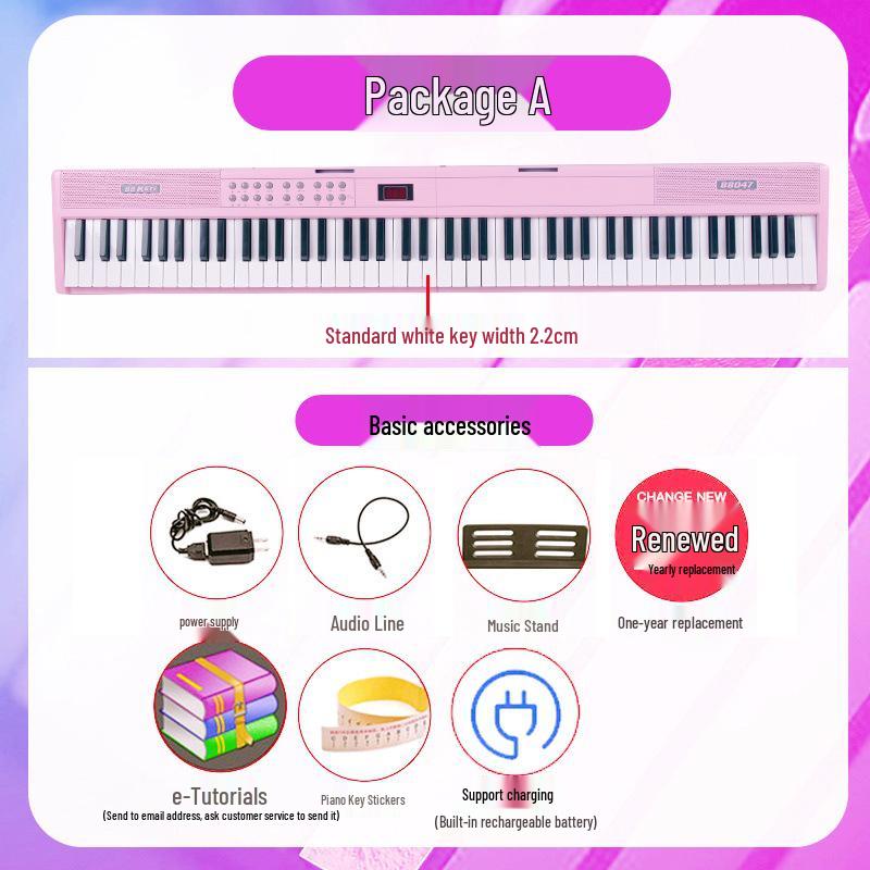 Rechargeable 88-Key Foldable Digital Piano: Bluetooth & MIDI, Perfect for Beginners & Kids