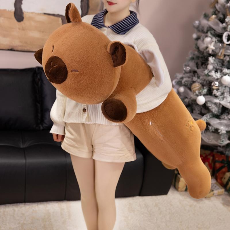 New Wings Capybara Long Sleep Pillow Stuffed Capibara Plushie Fluffy Doll Soft Sofa Cushion Nap Sleeping Toys for Home Bed