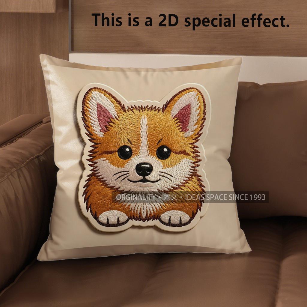 2D Cute Corgi Designs: Front & Rear Views Pillow Covers Pattern Cushion Cover Suitable For Sofa Bedroom Car Pillow Cover