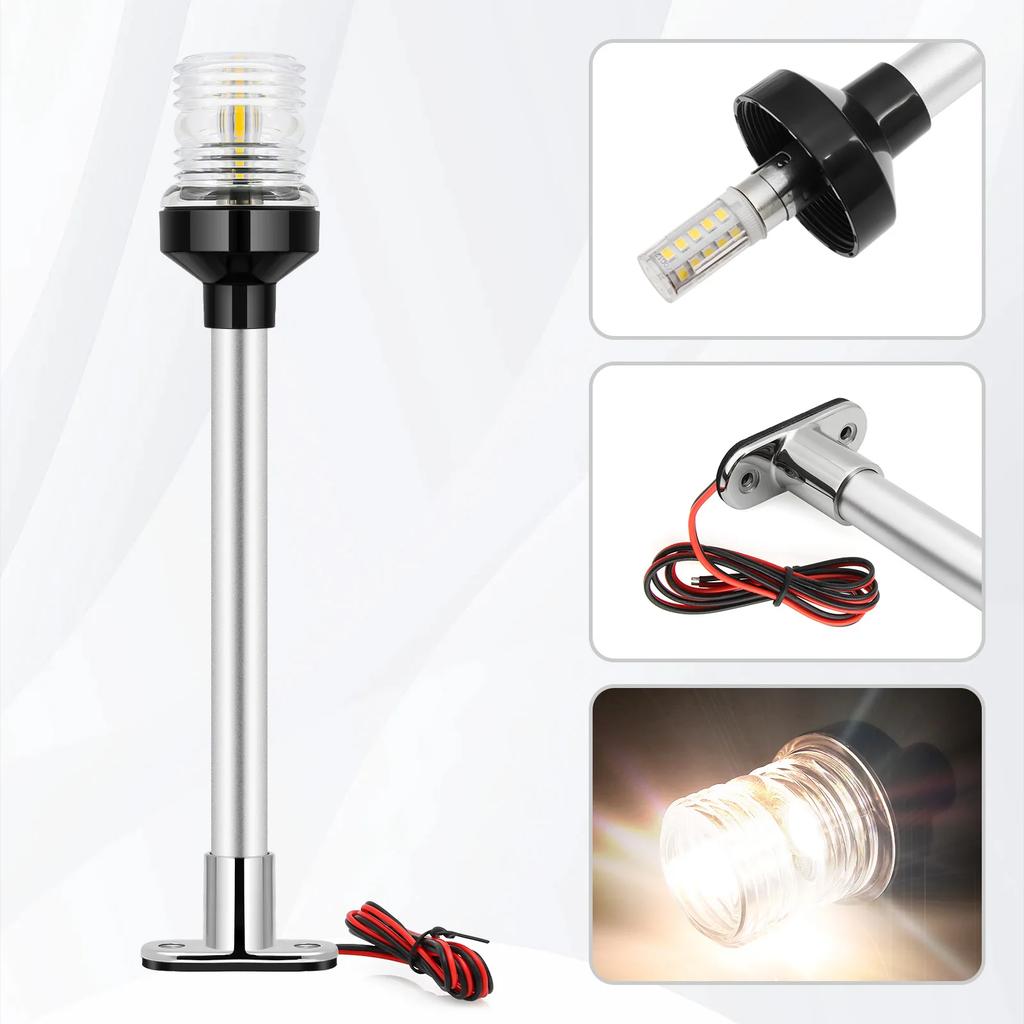 6 Inch 8 Inch LED Navigation Light 12V-24V Rain Proof Marine Boat Light Stainless Steel Base Light Transparent Lamp Shade Lamp