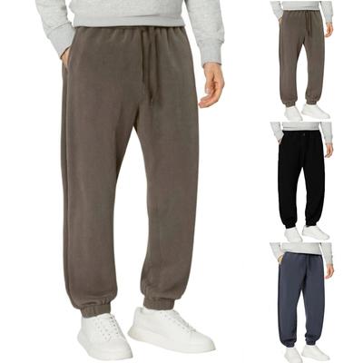 Men's Solid-color Casual Double-sided Fleece Warm Drawstring Pants