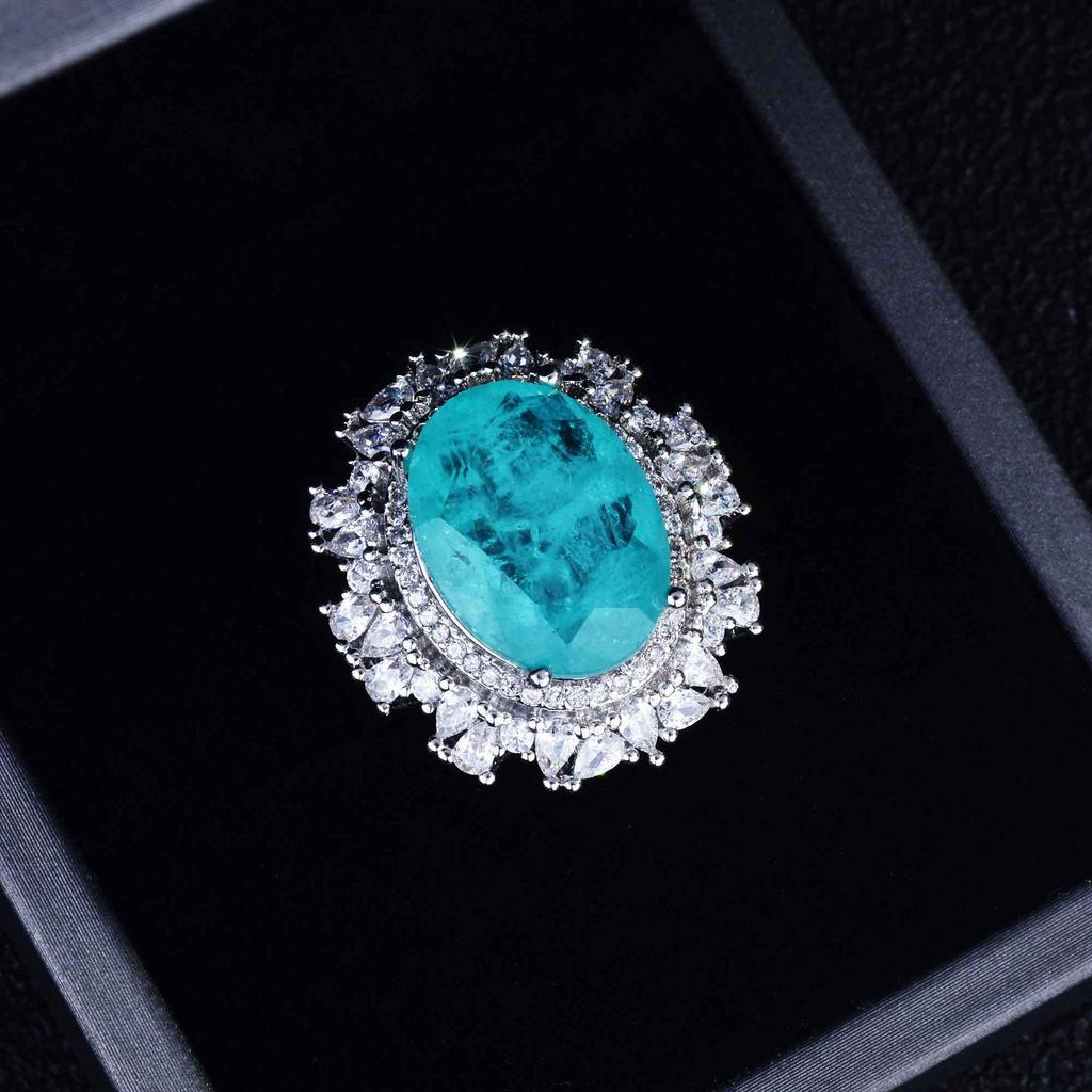 Luxury Paraiba Gemstone Imitation Necklace & Earrings Set