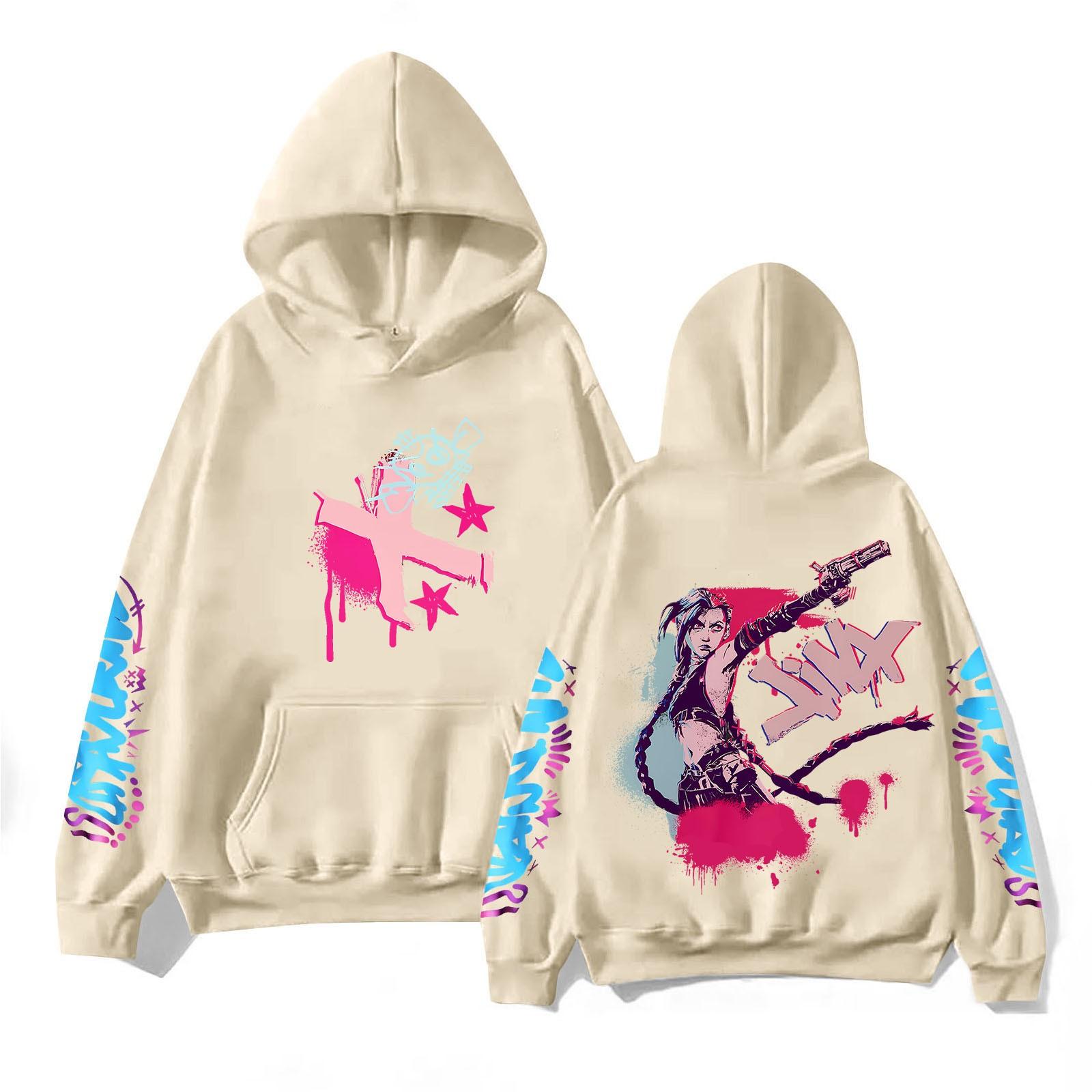 

Женская мода O-образный вырез с длинным рукавом и принтом, толстовка с капюшоном L бежевый