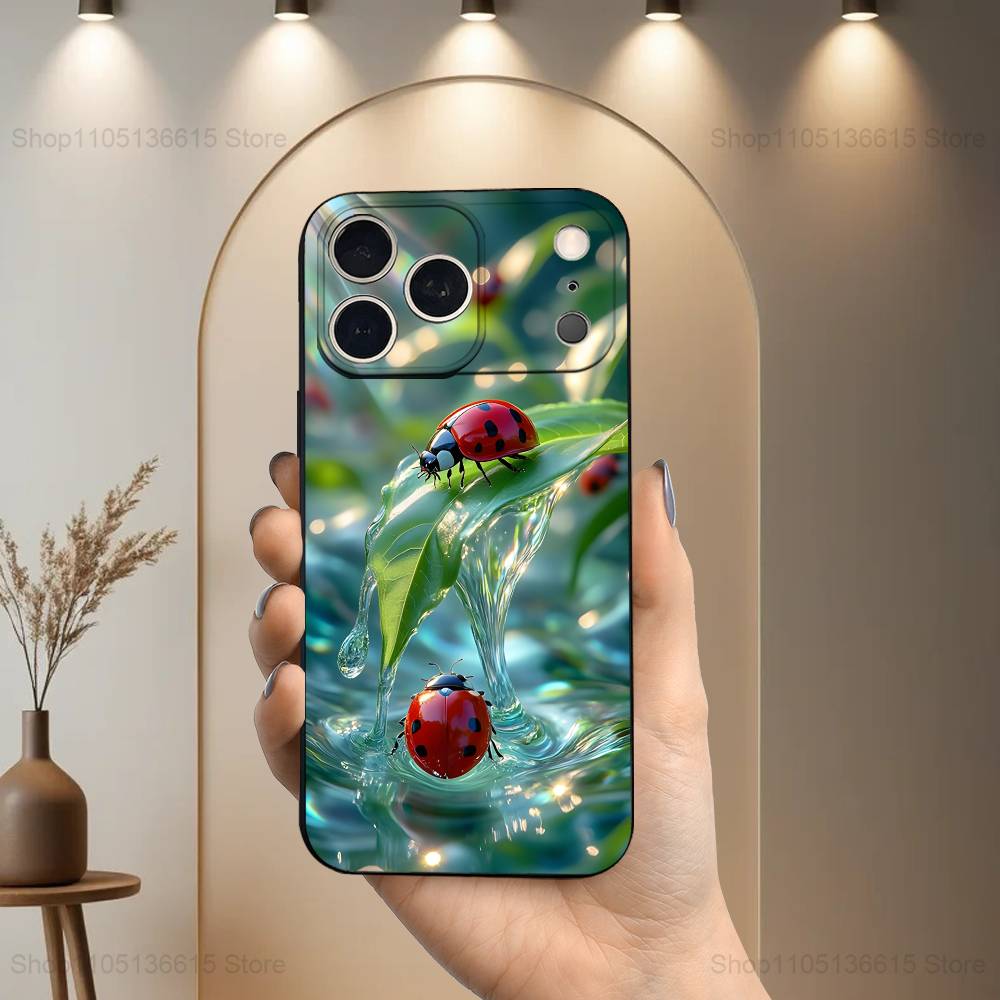 

Милый Насекомое Божья Коровка Для iPhone 12,16,11,14,15,17,13,X,Mini,SE,XS,Plus,Pro Max,8,7,XR,Мягкий Силиконовый Черный Чехол iPhone12PRO