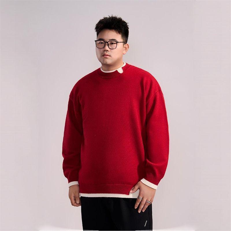 Men s Trendy Two-Piece Look Round Neck Knitwear Jacket - Plus Size, Casual, Loose Fit for Autumn/Winter L