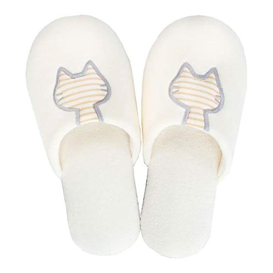OKA Uchineko Slippers (Foot size approx. 23 cm to 24 cm) White (Washable, Stylish, Indoor, Guest Toilet, Men s, Women s, Cat, Cute)
