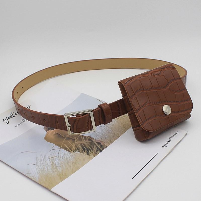 Bag Belt Women'S Waist Bag Crocodile Pattern Decorative Belt Women