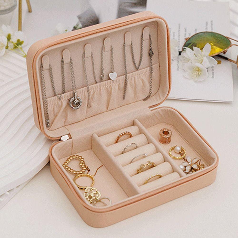 Dustproof Portable Jewelry Organizer Leather Jewelry Display Box  Earrings