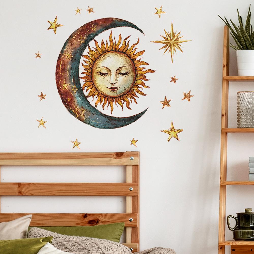 Creative Retro Stars Moon Bedroom Living Room Home Background Beautification Decoration Wall Stickers