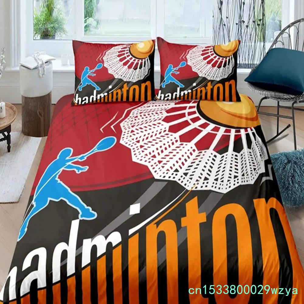 Parure de lit Badminton Housse de couette Badminton pour Enfants Adolescents Hommes Thème Sportif Joueur Housse de couette Cool Décor Jeux Compétitifs