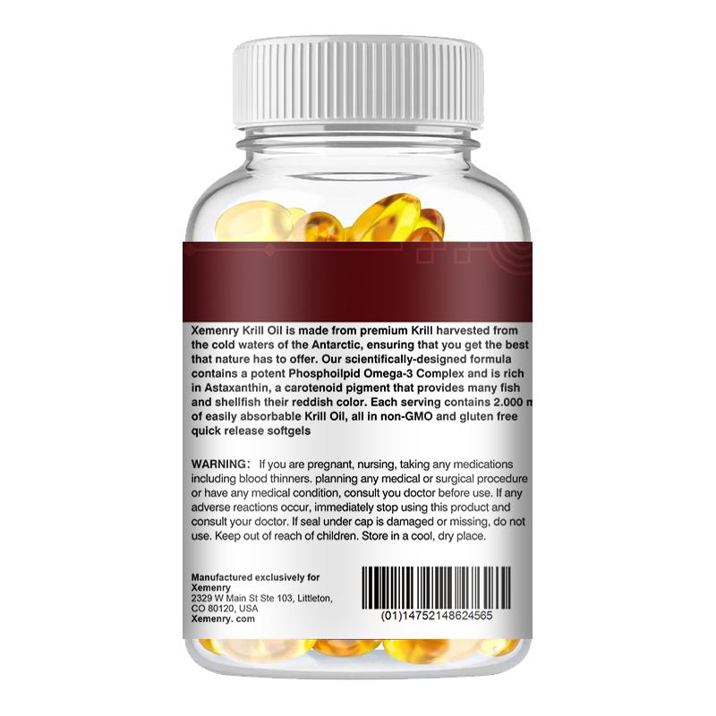XEMENRY - 2000mg Antarctic Krill Oil Softgels - Heart, Brain, and Joint Health