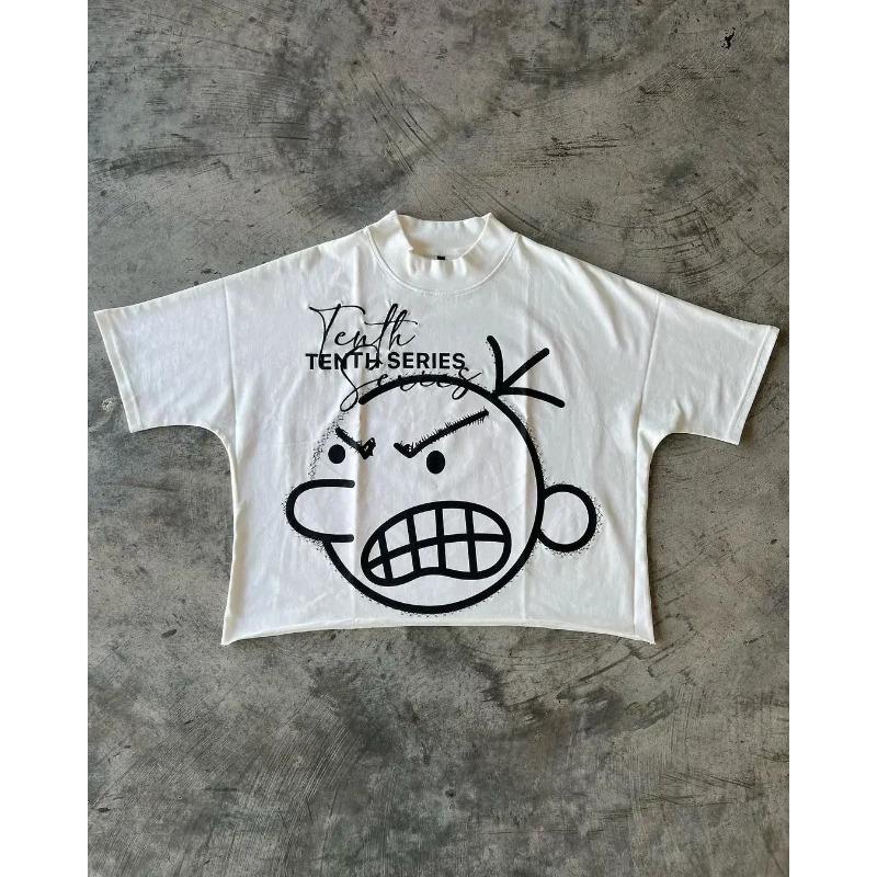 Streetwear Vintage T-Shirts Y2K Kleidung Herren Damen Harajuku Hip Hop Cartoon Grafik Übergroße T-Shirts Baumwolle Kurzarm Tops