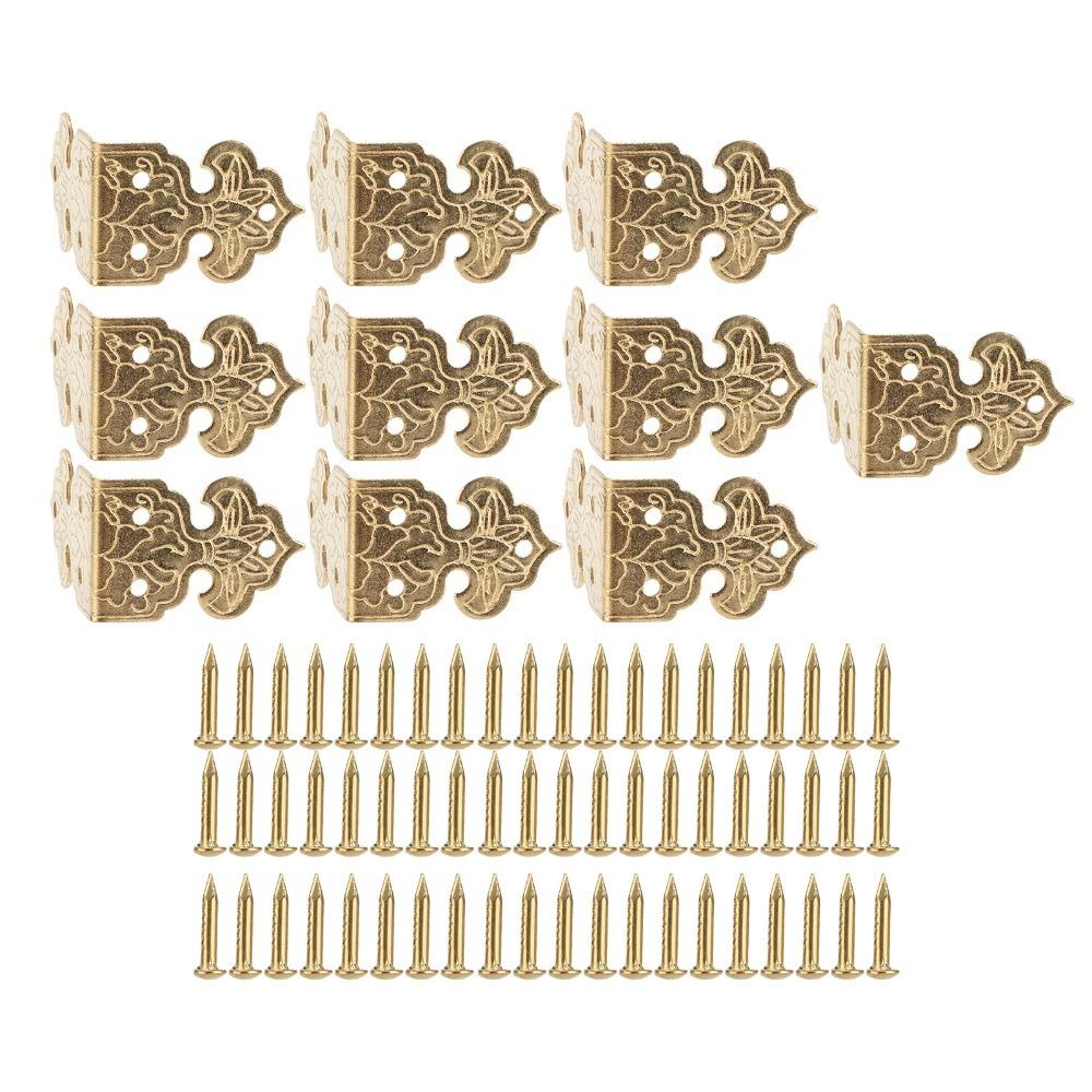 10sets Copper Box Corner Protector Vintage Corner Guard Brackets Edge Safety Guard Furniture латунный