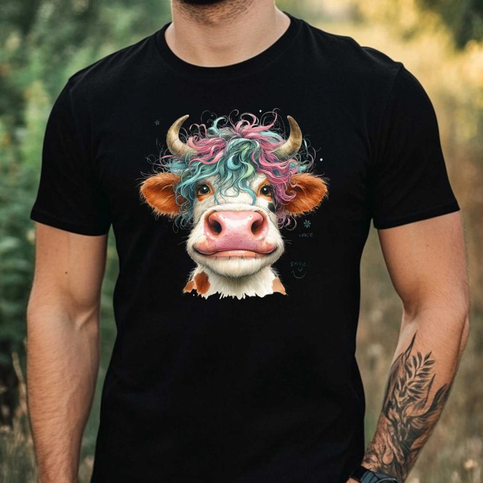 T-Shirt Herren Lustige Kuh Motiv Baumwolle Größe XS bis 5XL XXL