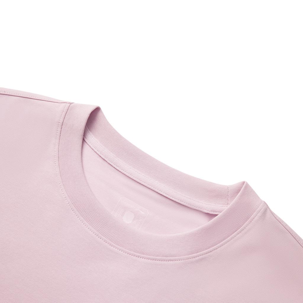 Li Ning China Color Series Casual Minimalist Solid Color Round Neck Pullover Short Sleeve T-Shirt Men T-Shirts Nude-Pink AHSV145-17