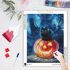 5D Diamond Painting Black Cat Pumpkin Diamond Embroidery Halloween Mosaic Rhinestone Kit Gift 30x40cm/12x16inch