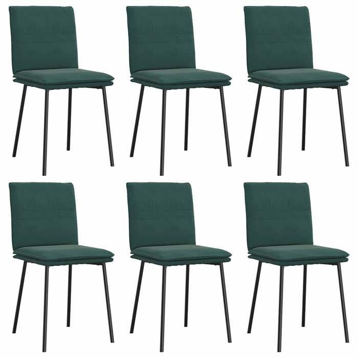 VidaXL Dining Chairs Set of 6 Dark Green Velvet 3315616