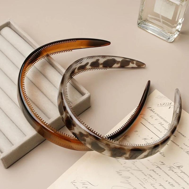 1Pcs Women Vintage Hair Accessories for Daily Wear Tortoiseshell Acetate Leopard Hair Hoop Non Slip Teeth Headband