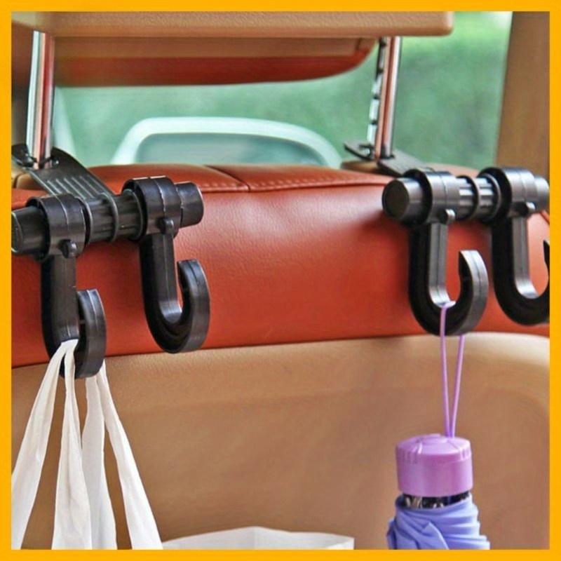 Universal Multi-functional Car Seat Back Double Hook 360-degree Rotating Accessory, Durable Vehicle Organizing Tool