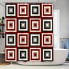 Modern Bath Shower Curtain Decorative Printed Plaid Striped Waterproof Polyester Bathrooms Decor Set with Hooks Red Black (180 X