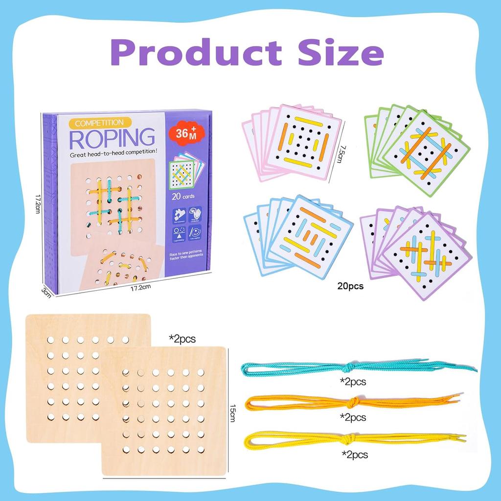 Montessori Wooden Threading Activity PuzzlesEarly Educational Fine Motor Skill Travel ToyBirthday Gifts for Boys and Girls