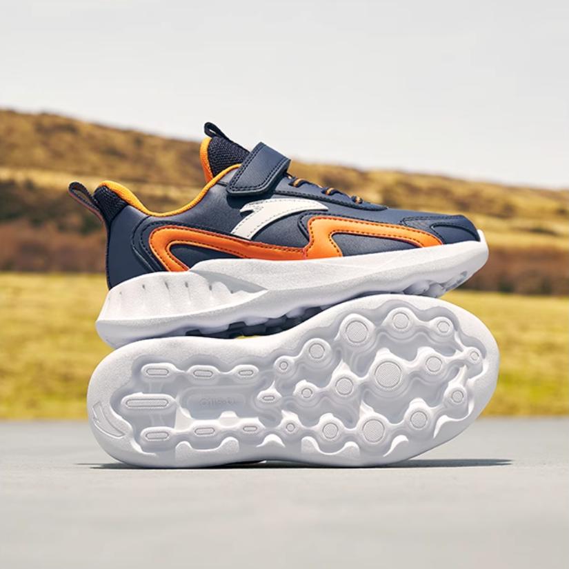 Anta Comfortable Versatile Non-Slip Shock Absorbing Wear-Resistant Low-Top Kids Running Shoes Kids sneaker Blue Orange A312345568H-2