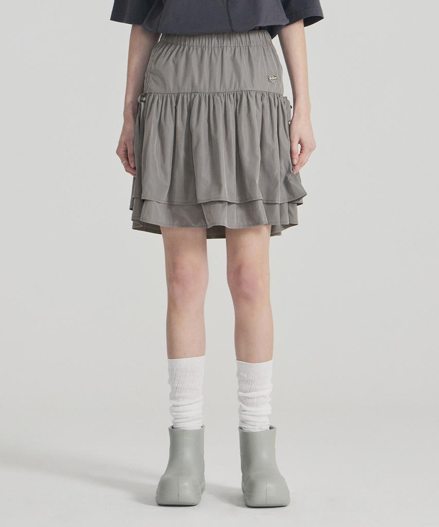 Pallet Layered Shirred Mini Skirt Black