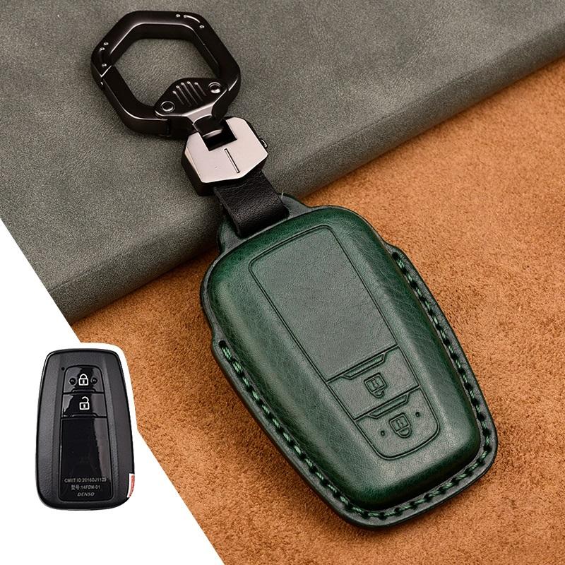 Echtes Leder Auto Fernbedienung Schlüsselanhänger Hülle Für Toyota Camry Prius Corolla C-HR CHR RAV4 Avalon Land Cruiser Prado