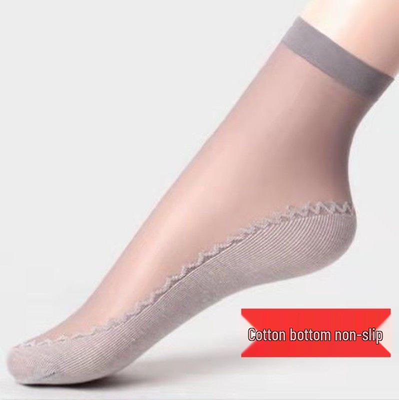 Women's Non-Slip Sheer Silk Socks - Thin, Wear-Resistant, Anti-Snagging Spring/Fall Stockings
