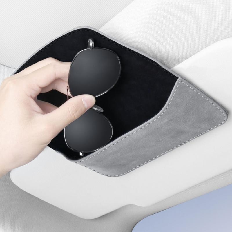 Sonnenbrillenhalter für Auto-Sonnenblende, Brillen-Auto-Sonnenblendenclip-Aufbewahrung, Brillen-Organizer-Etui, PU-Leder-Brillenhalter