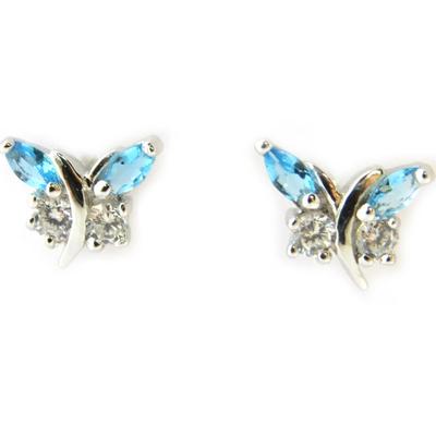 [M7140] – Aquamarin-Silberohrringe „Butterflies of Charm“.