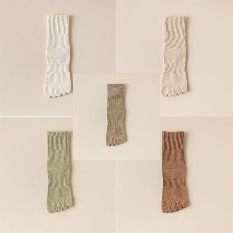 5 Perechi Șosete Femei Cinci Degete Bumbac Pur Culoare Solidă Dama Degete Separate Șosete Sport 2025 Primăvară Toamnă Șosete Degete