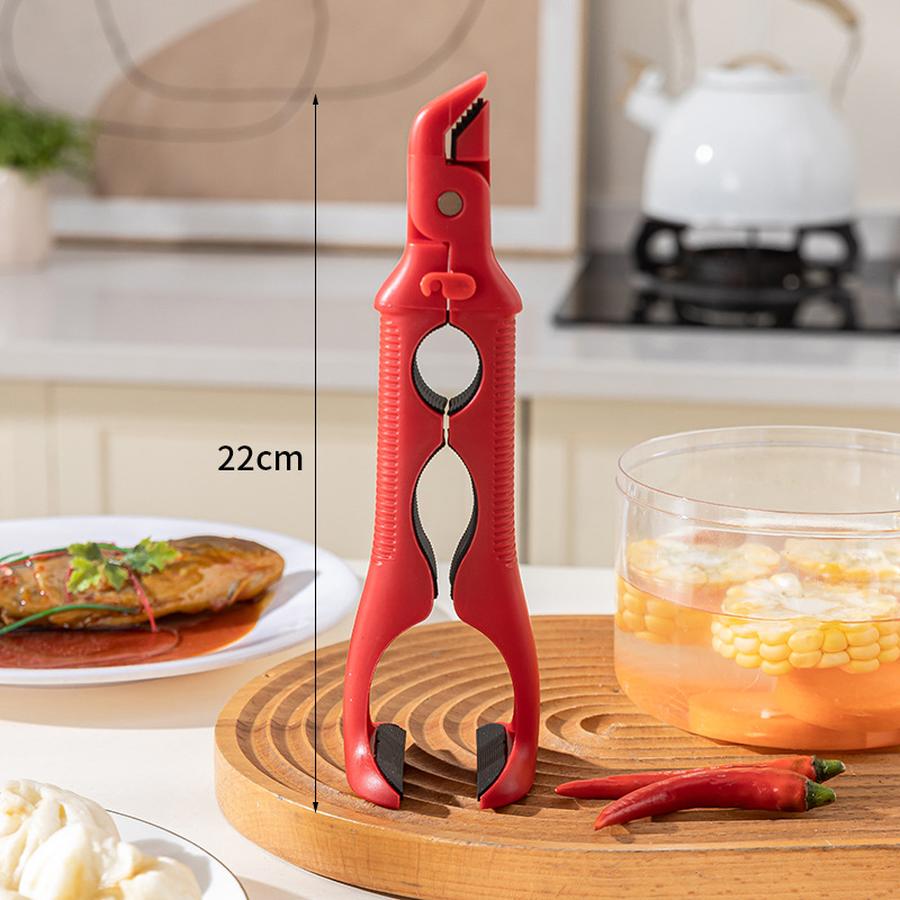 

2 pcs 3-in-1 Heat-Resistant Anti-Scald Clamp Set Kitchen Bowl Clamp Steaming Tray Lifting Plate Holder 22cm червоний