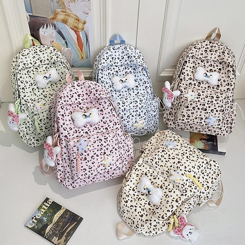 Schoolbag commuter travel backpack new leopard print schoolbag American college student Korean version cute large capacity niche backpack